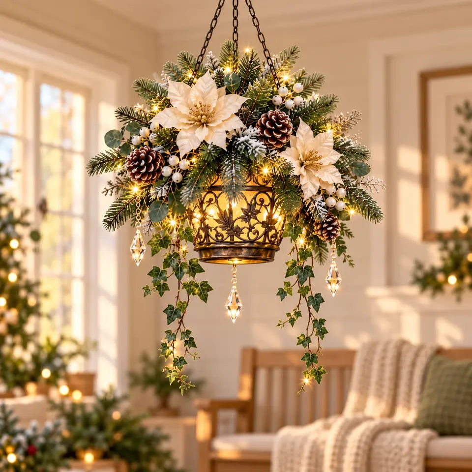 Ivory Christmas hanging decoration in a warm home setting