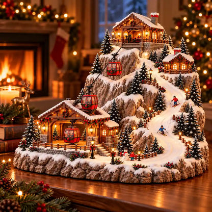 Alpine Christmas Ski Village Display — lit