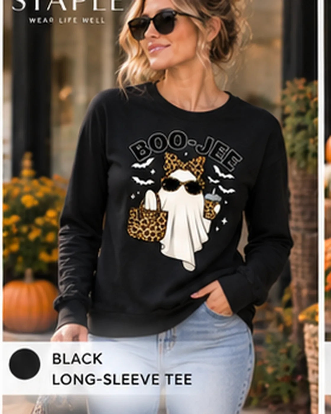 The BOO-JEE™ Leopard Ghost Halloween Graphic Top