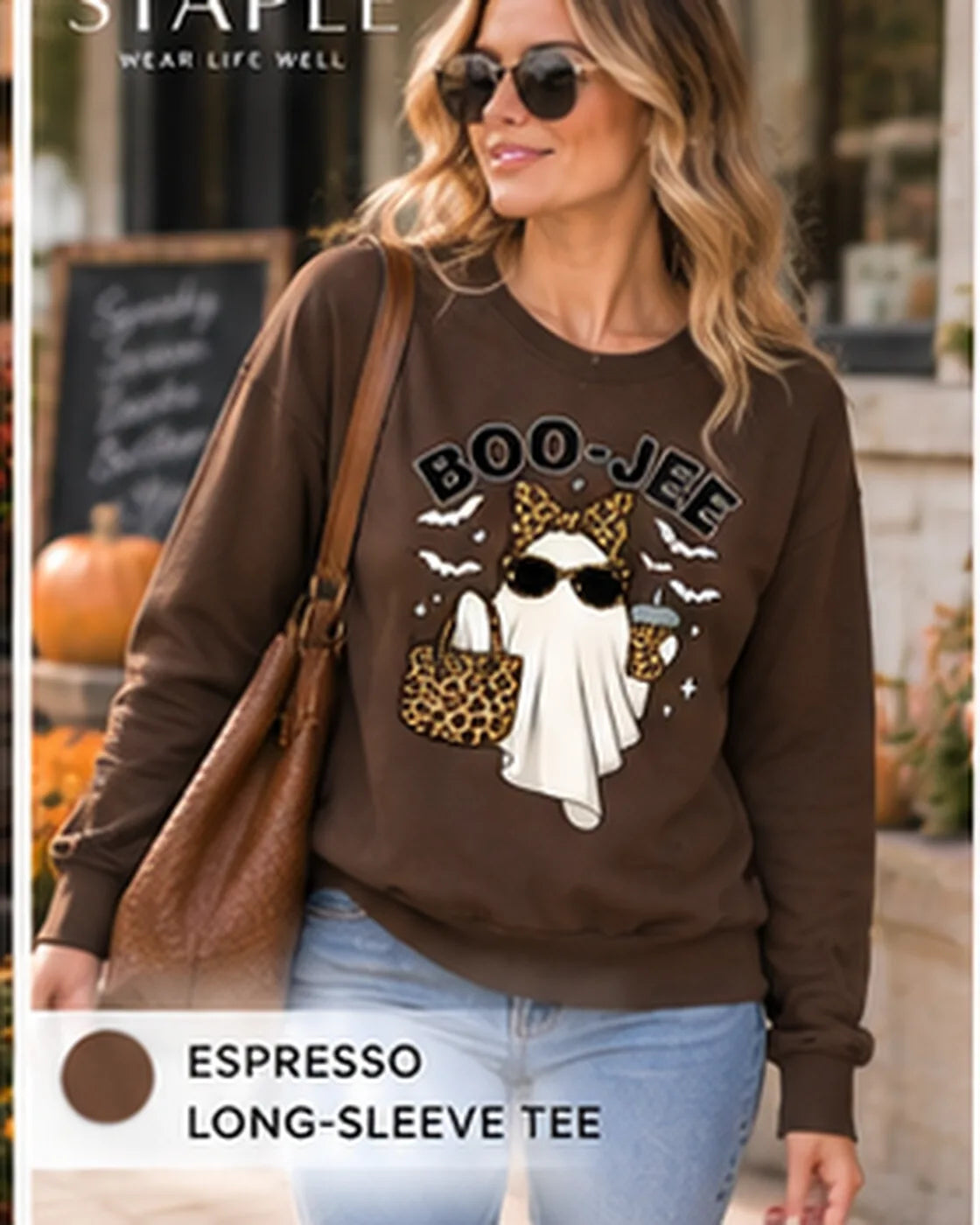 The BOO-JEE™ Leopard Ghost Halloween Graphic Top