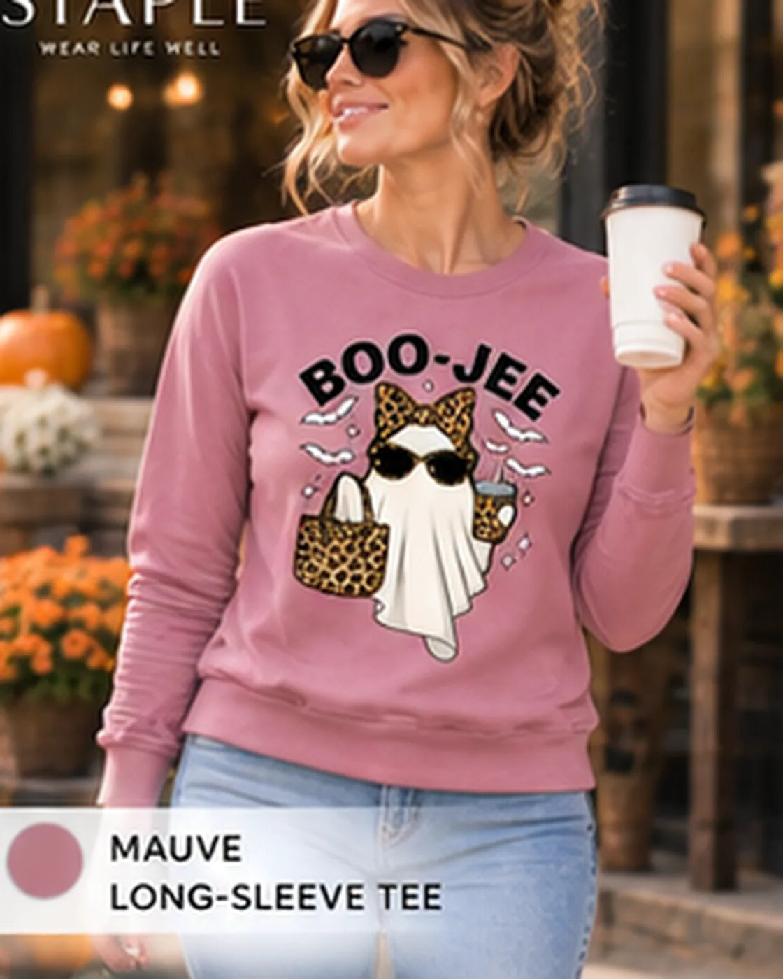 The BOO-JEE™ Leopard Ghost Halloween Graphic Top