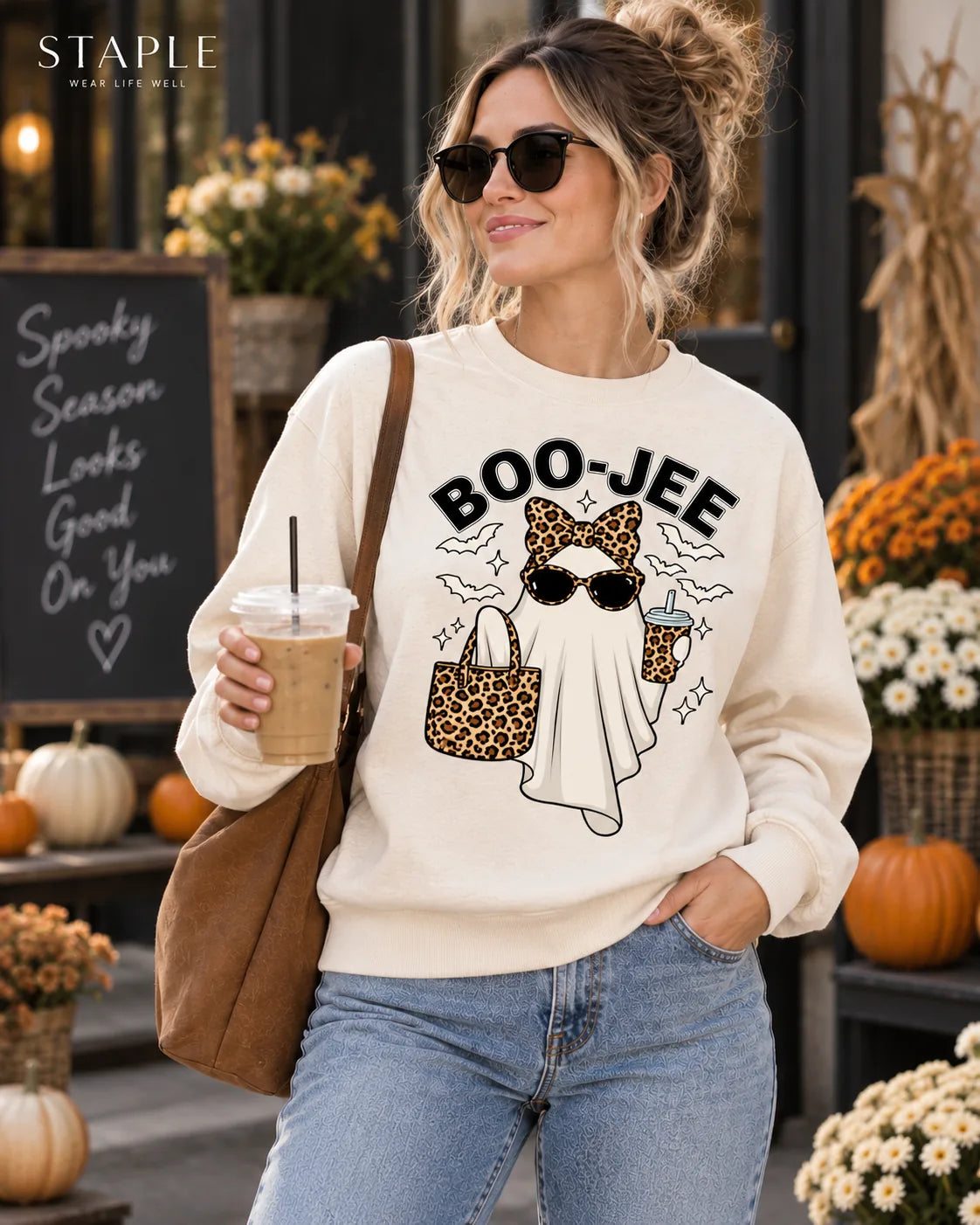 The BOO-JEE™ Leopard Ghost Halloween Graphic Top