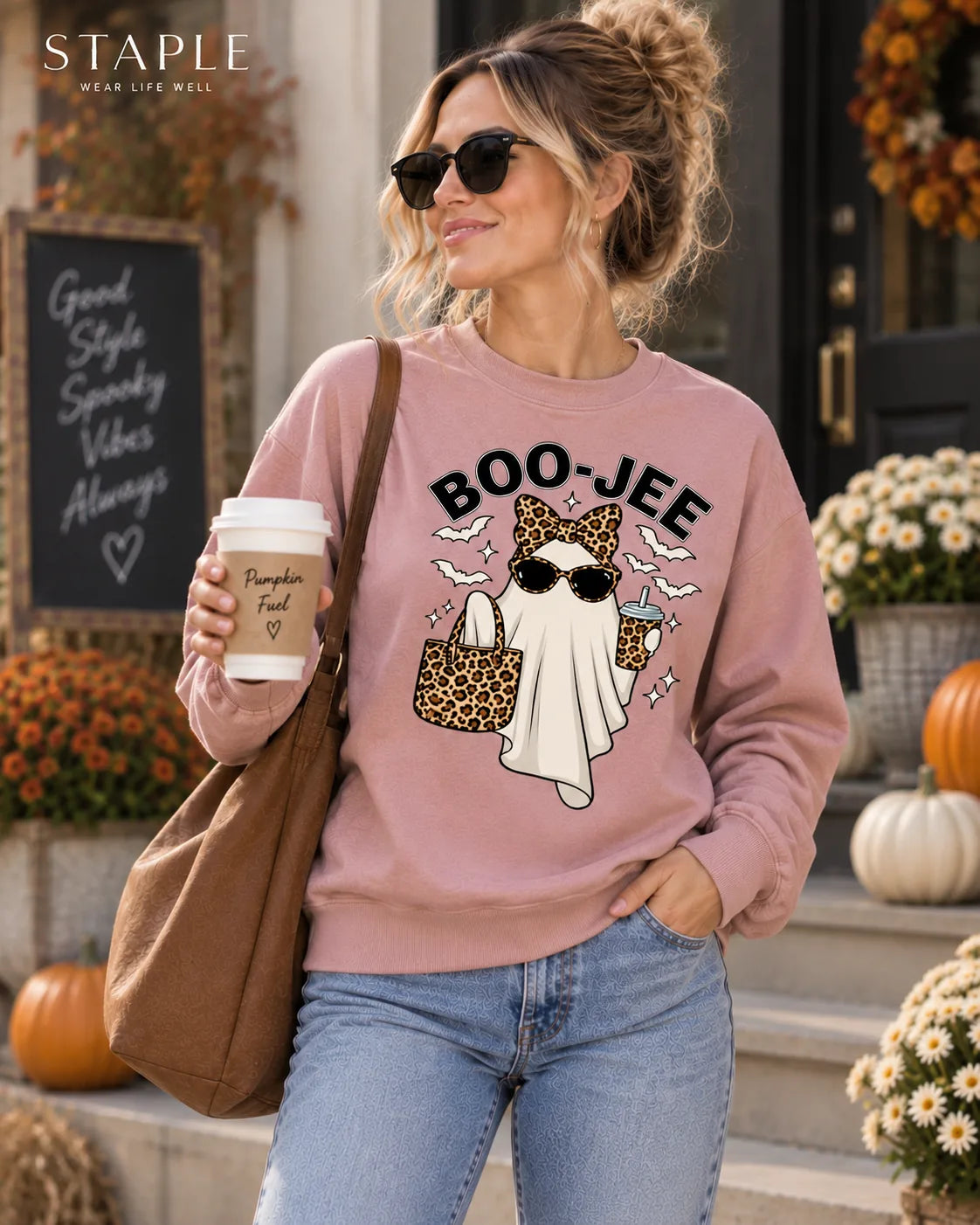 The BOO-JEE™ Leopard Ghost Halloween Graphic Top