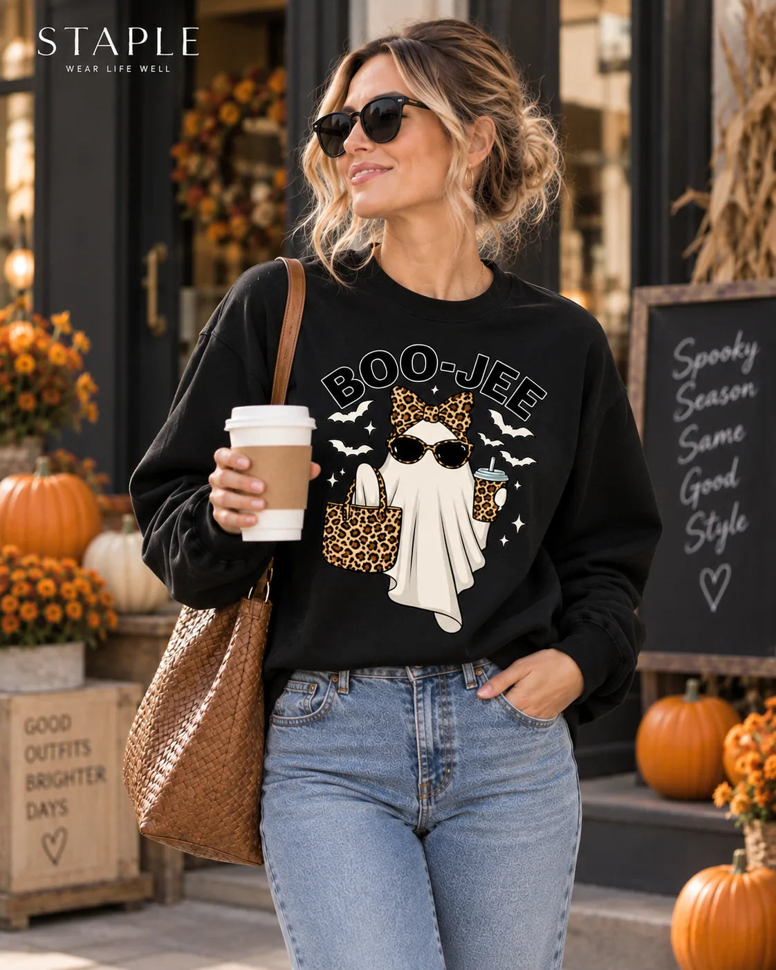 The BOO-JEE™ Leopard Ghost Halloween Graphic Top