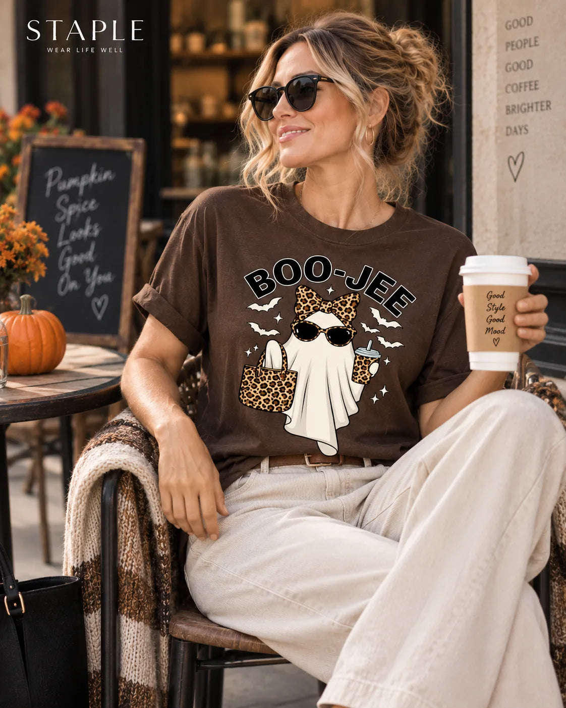The BOO-JEE™ Leopard Ghost Halloween Graphic Top