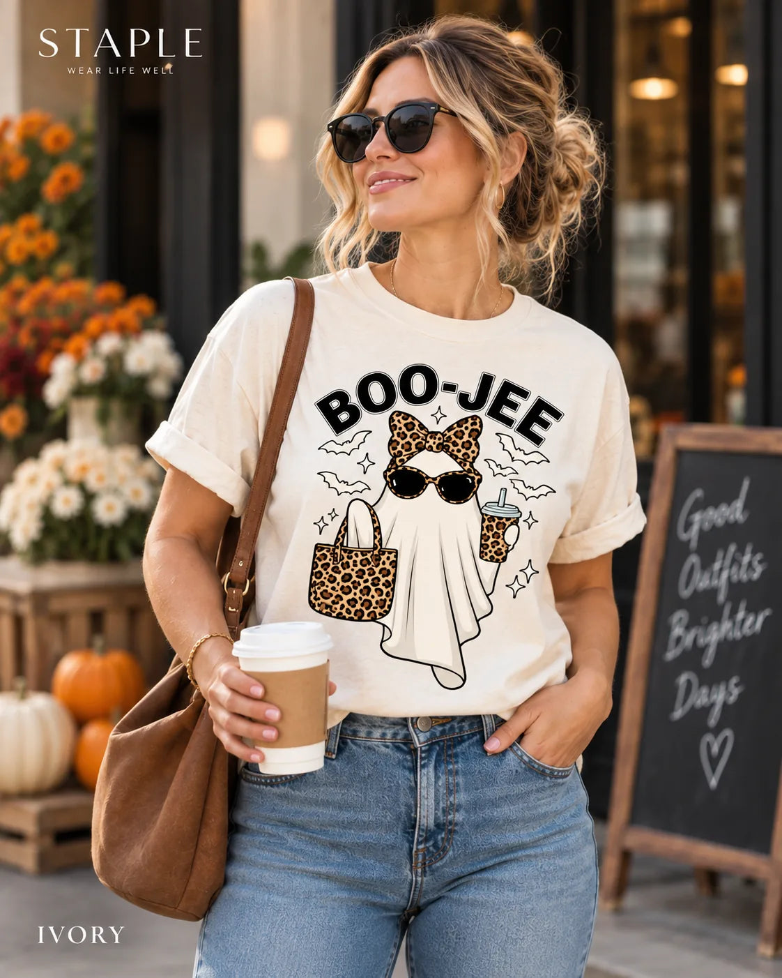 The BOO-JEE™ Leopard Ghost Halloween Graphic Top