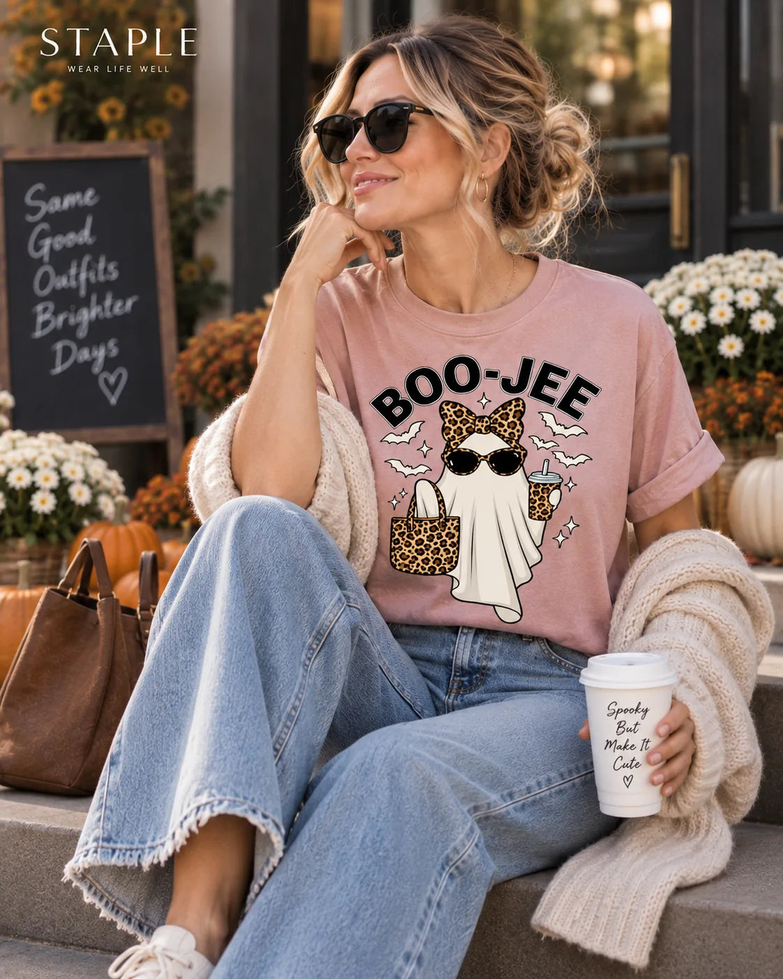The BOO-JEE™ Leopard Ghost Halloween Graphic Top