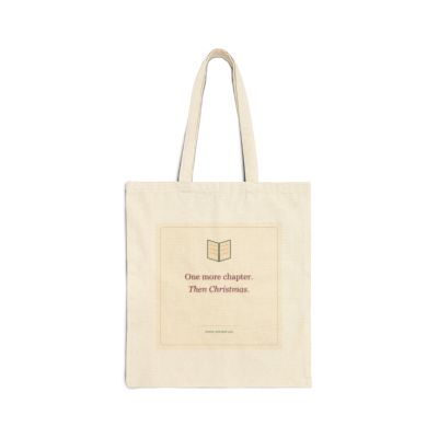 Printify mockup of STAPLE Book Lover tote, Natural, front print; unprinted back.