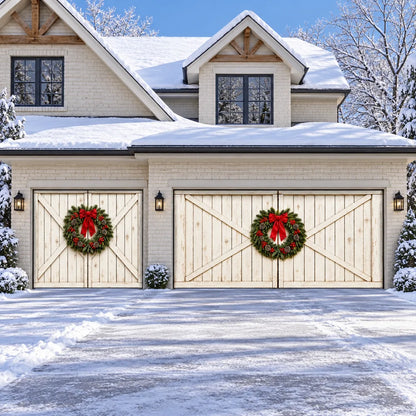 Illustrative Farmhouse Christmas cover preview, double plus single door, without optional string lights.