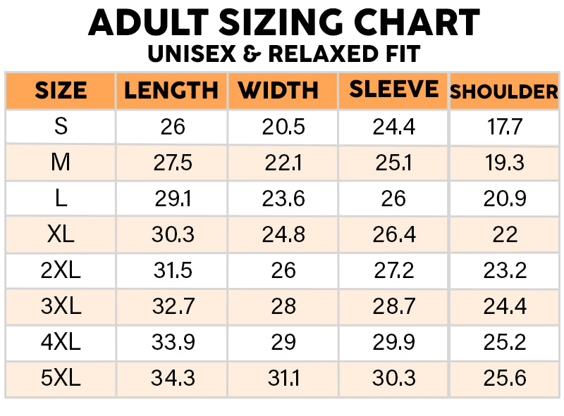 Adult S to 5XL garment measurements in inches: length, flat width, sleeve and shoulder for Jingle My Bells sweatshirt