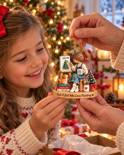 Personalized Girl Painter Christmas Ornament — gift