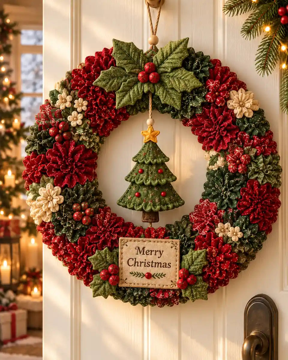 DIY 3D Fabric Poke Christmas Wreath Kit — hero