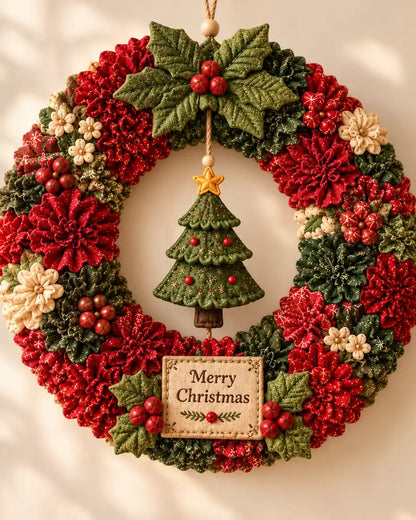 DIY 3D Fabric Poke Christmas Wreath Kit — detail