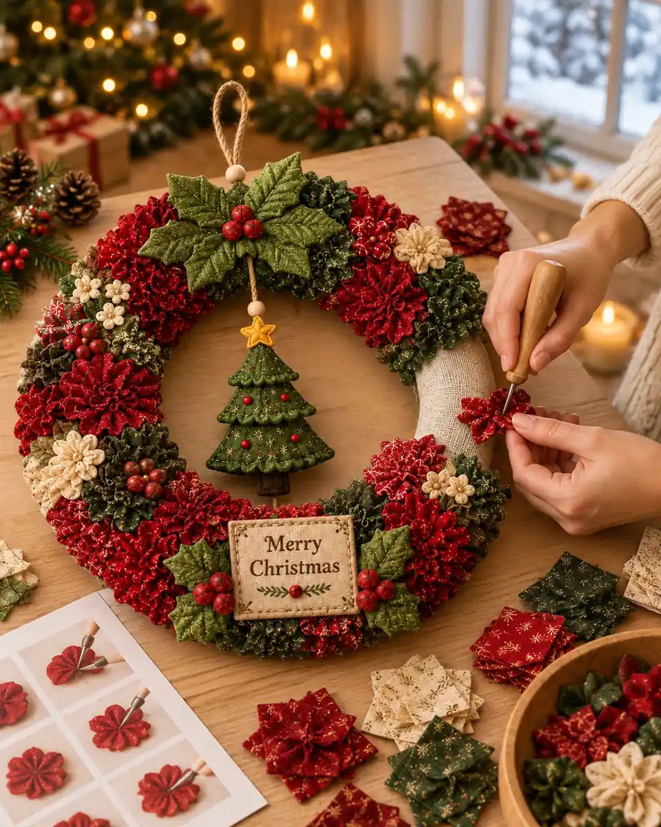 DIY 3D Fabric Poke Christmas Wreath Kit — feature