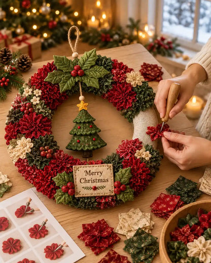 DIY 3D Fabric Poke Christmas Wreath Kit — feature