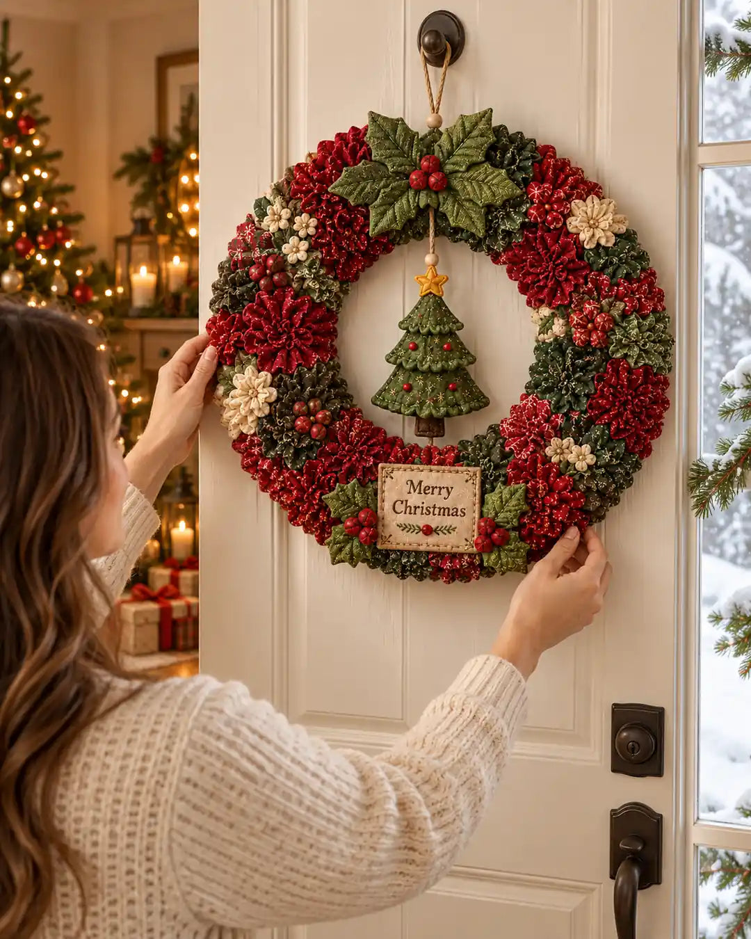 DIY 3D Fabric Poke Christmas Wreath Kit — lifestyle