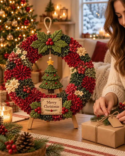 DIY 3D Fabric Poke Christmas Wreath Kit — gift