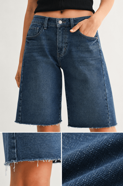 STAPLE Shorts The Seamed™ Long Denim Bermuda Short Women’s Long Denim Bermuda Shorts | STAPLE