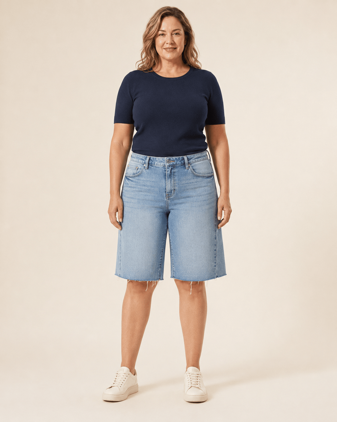 STAPLE Shorts The Seamed™ Long Denim Bermuda Short Women’s Long Denim Bermuda Shorts | STAPLE