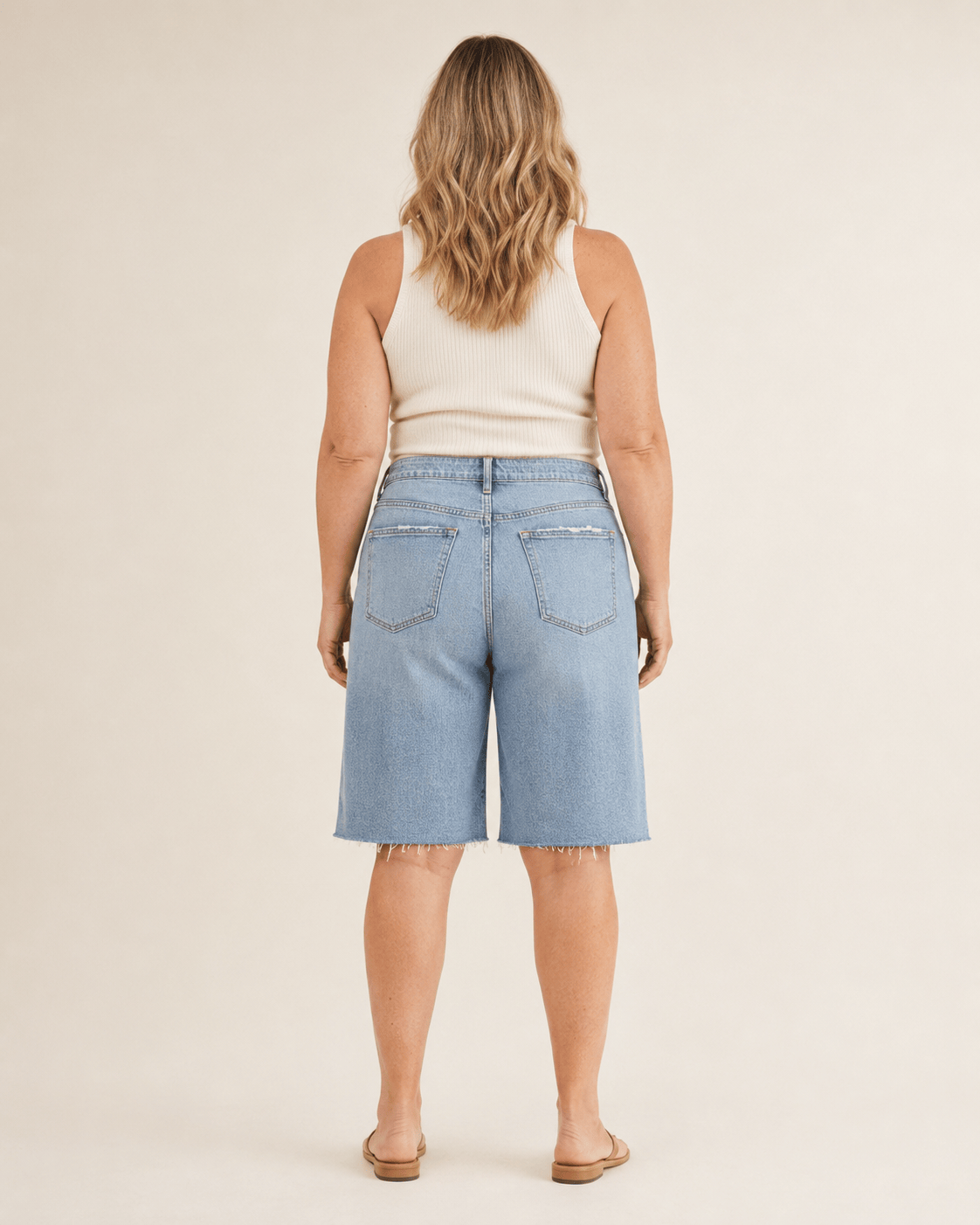 STAPLE Shorts The Seamed™ Long Denim Bermuda Short Women’s Long Denim Bermuda Shorts | STAPLE