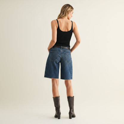 STAPLE Shorts The Seamed™ Long Denim Bermuda Short Women’s Long Denim Bermuda Shorts | STAPLE