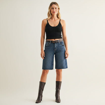 STAPLE Shorts The Seamed™ Long Denim Bermuda Short Women’s Long Denim Bermuda Shorts | STAPLE