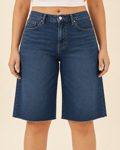 STAPLE Shorts The Seamed™ Long Denim Bermuda Short Women’s Long Denim Bermuda Shorts | STAPLE