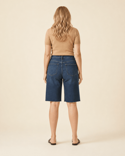 STAPLE Shorts The Seamed™ Long Denim Bermuda Short Women’s Long Denim Bermuda Shorts | STAPLE