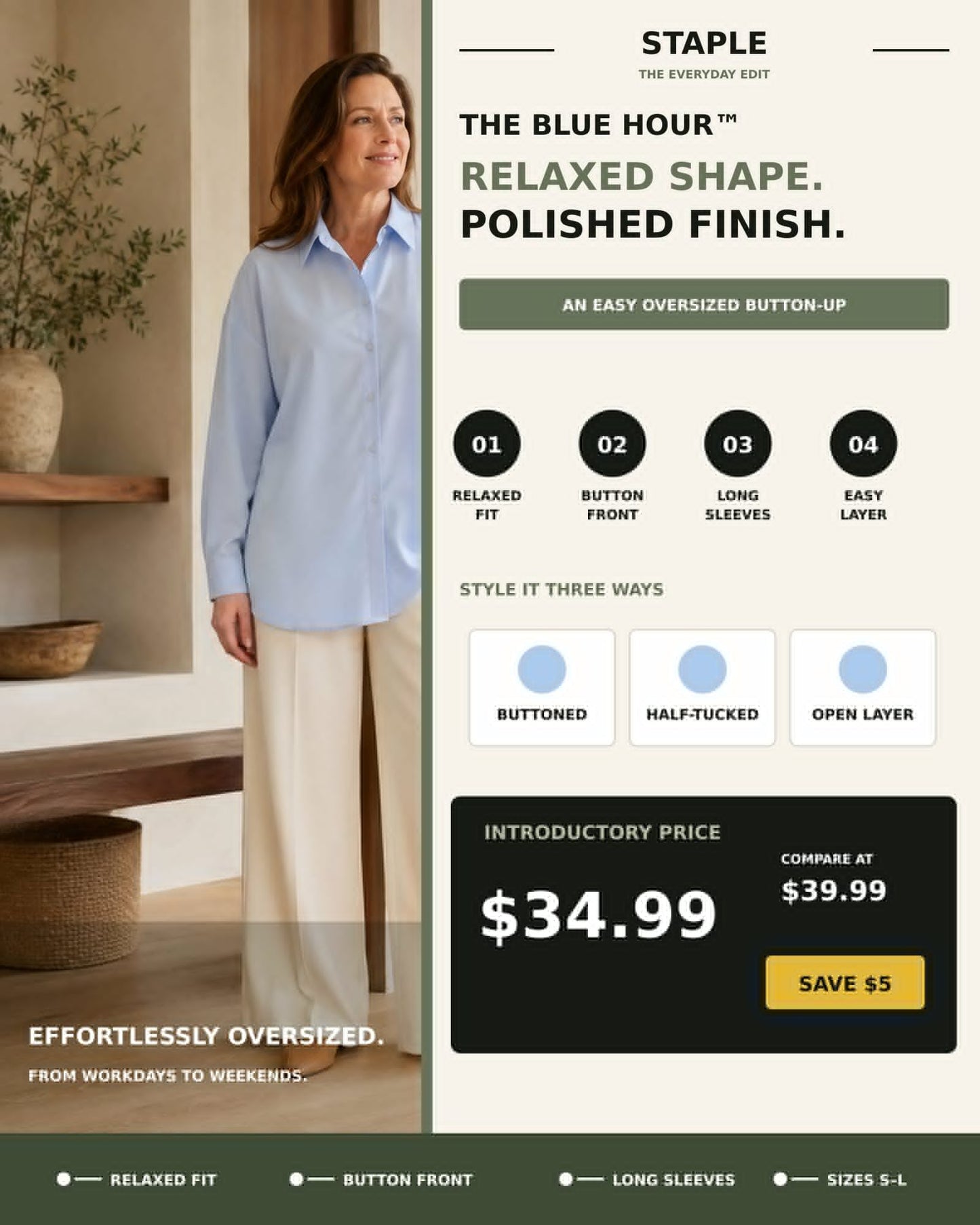The Blue Hour™ Relaxed Button-Up Shirt