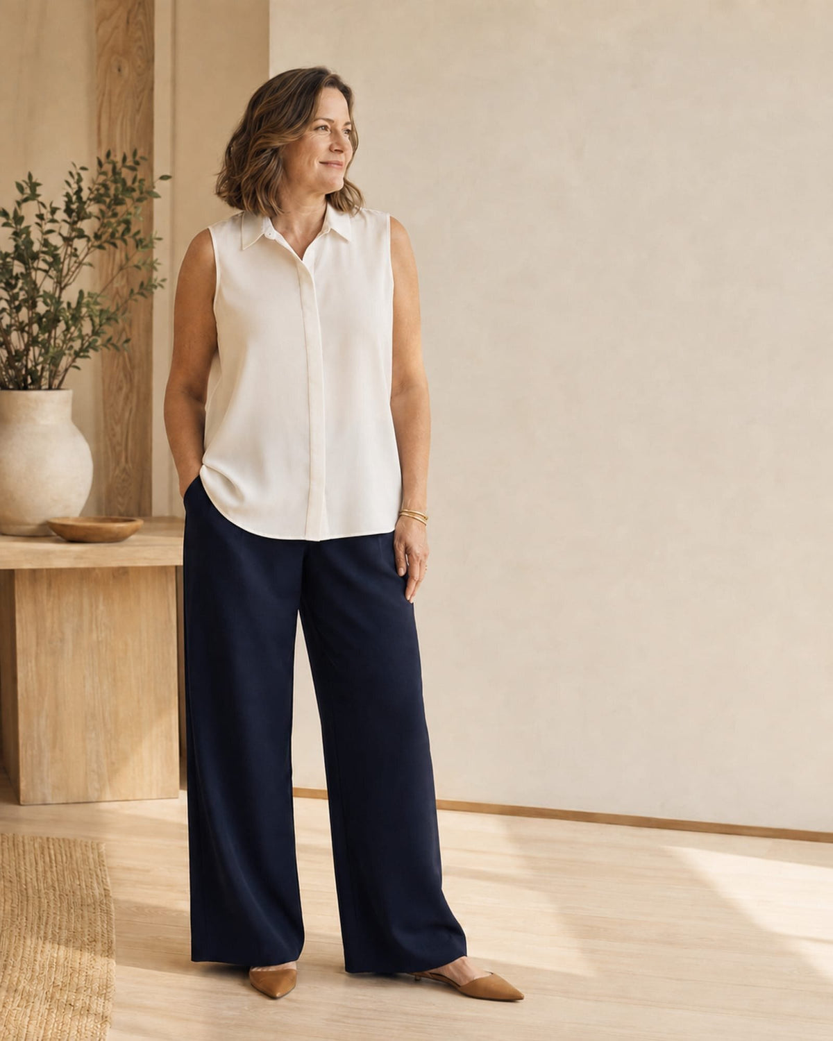 The Clarity™ Sleeveless Collared Blouse