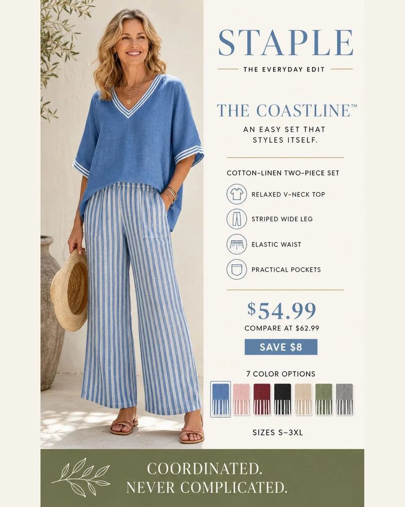 The Coastline™ Striped V-Neck Set