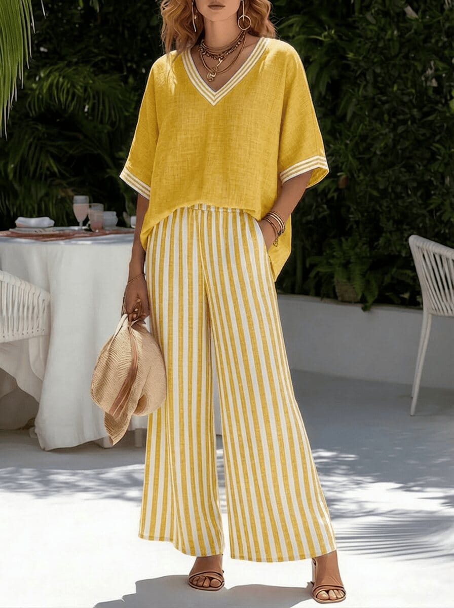 The Coastline™ Striped V-Neck Set