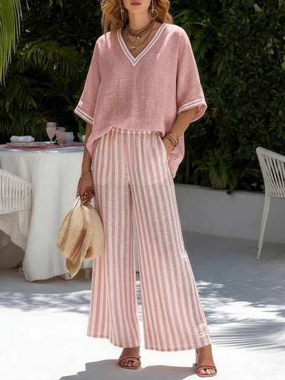 The Coastline™ Striped V-Neck Set