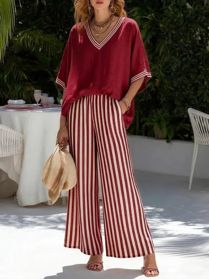 The Coastline™ Striped V-Neck Set