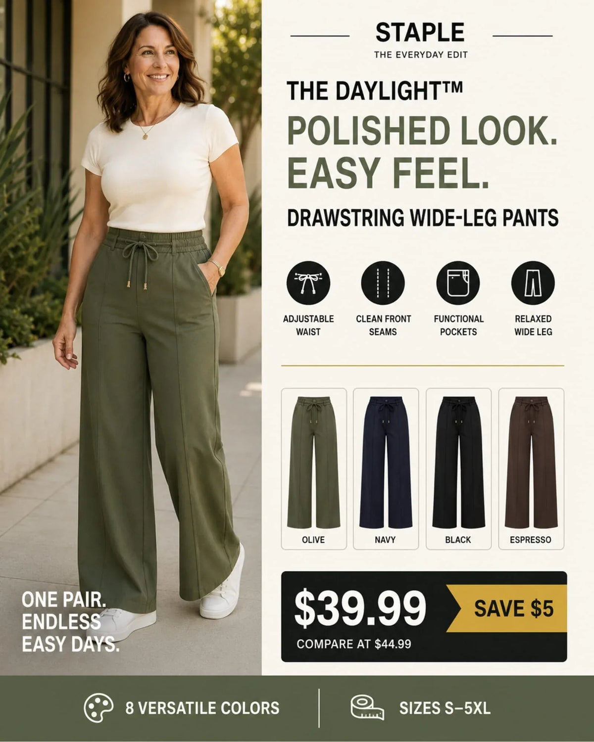 The Daylight™ Drawstring Wide-Leg Pants