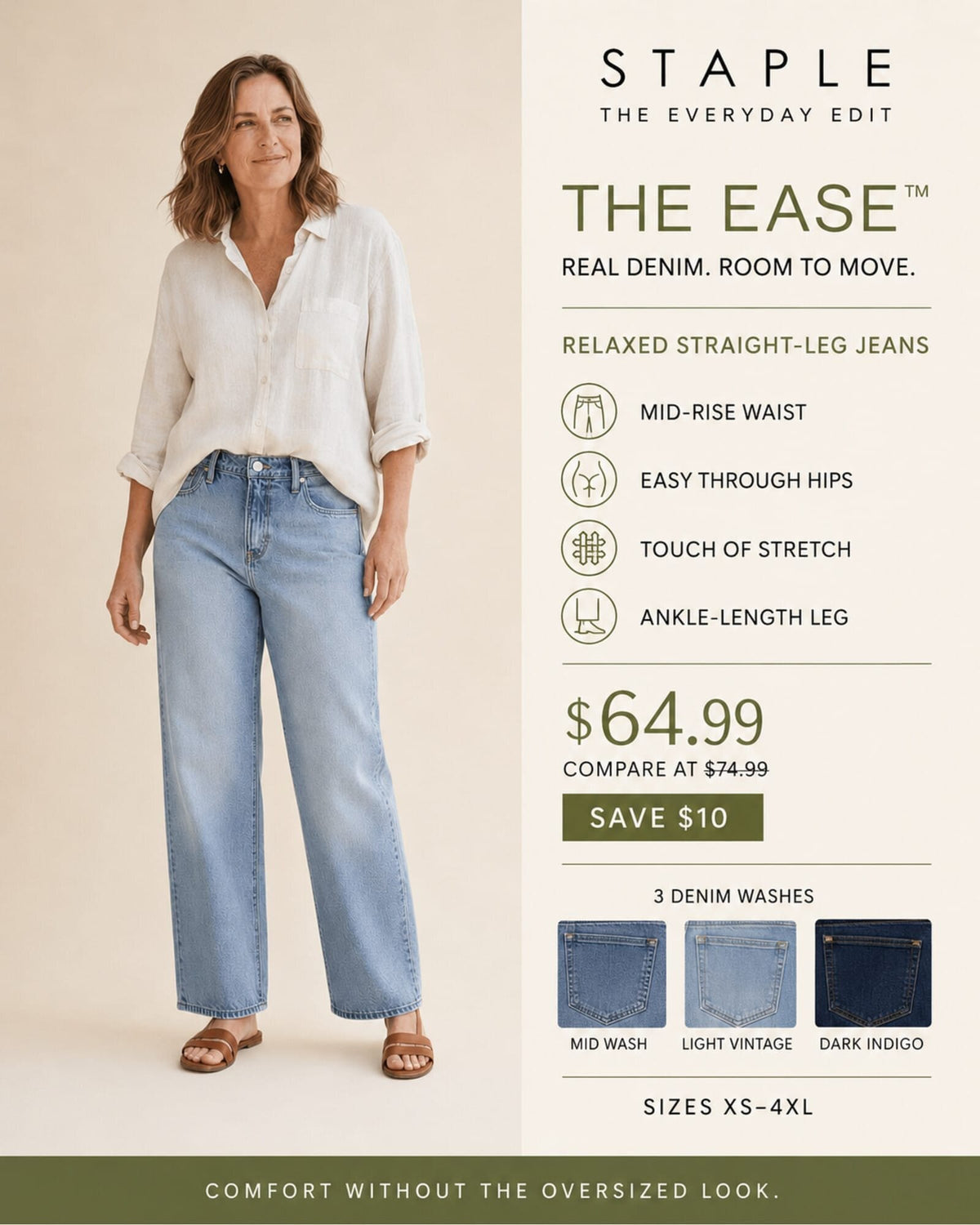 The EASE™ Relaxed Straight-Leg Jeans