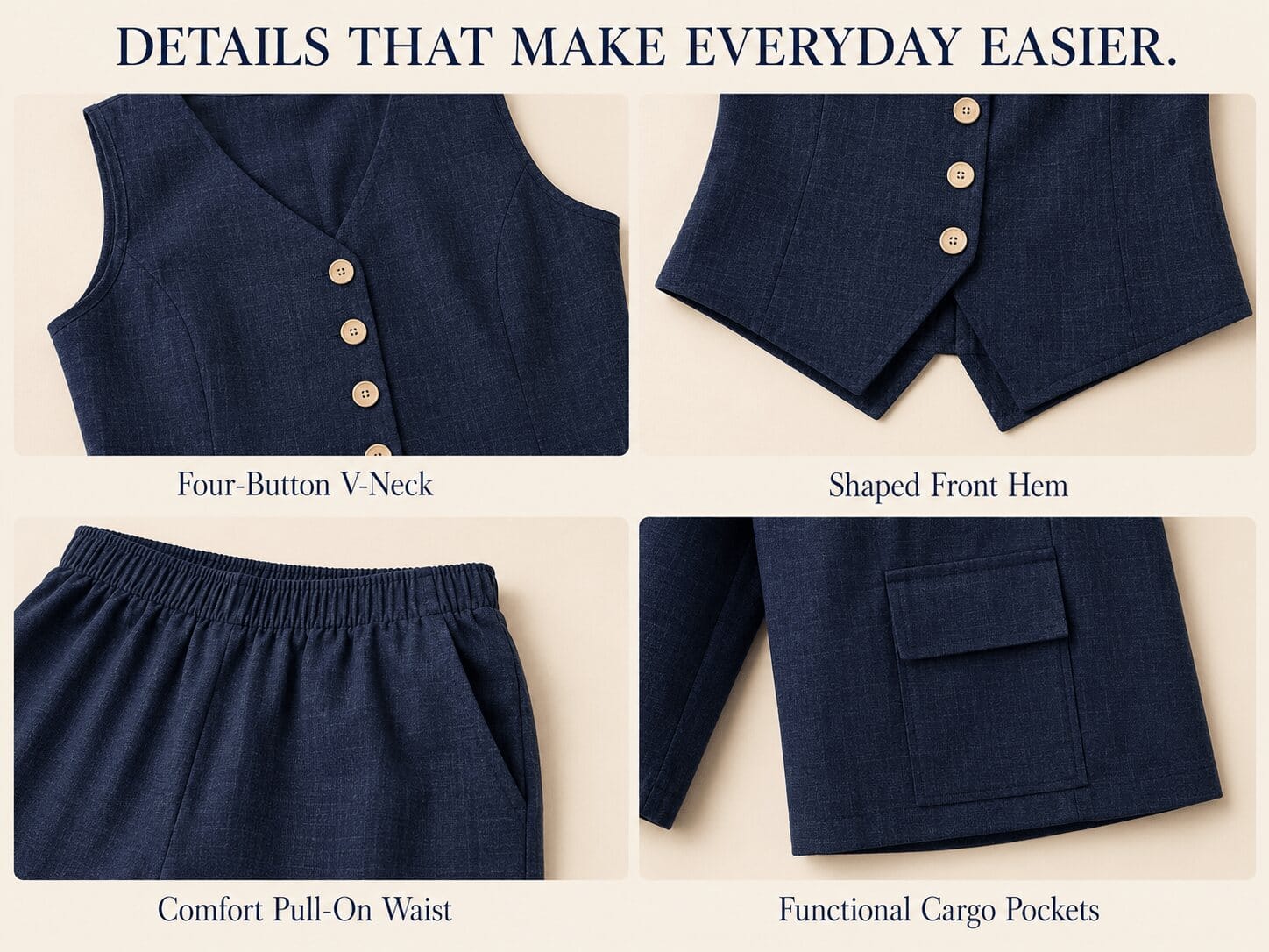 The Everyday Vest & Cargo Bermuda Set