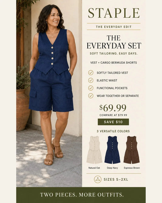 The Everyday Vest & Cargo Bermuda Set