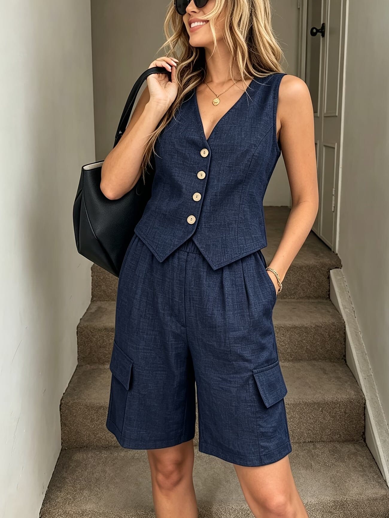 The Everyday Vest & Cargo Bermuda Set