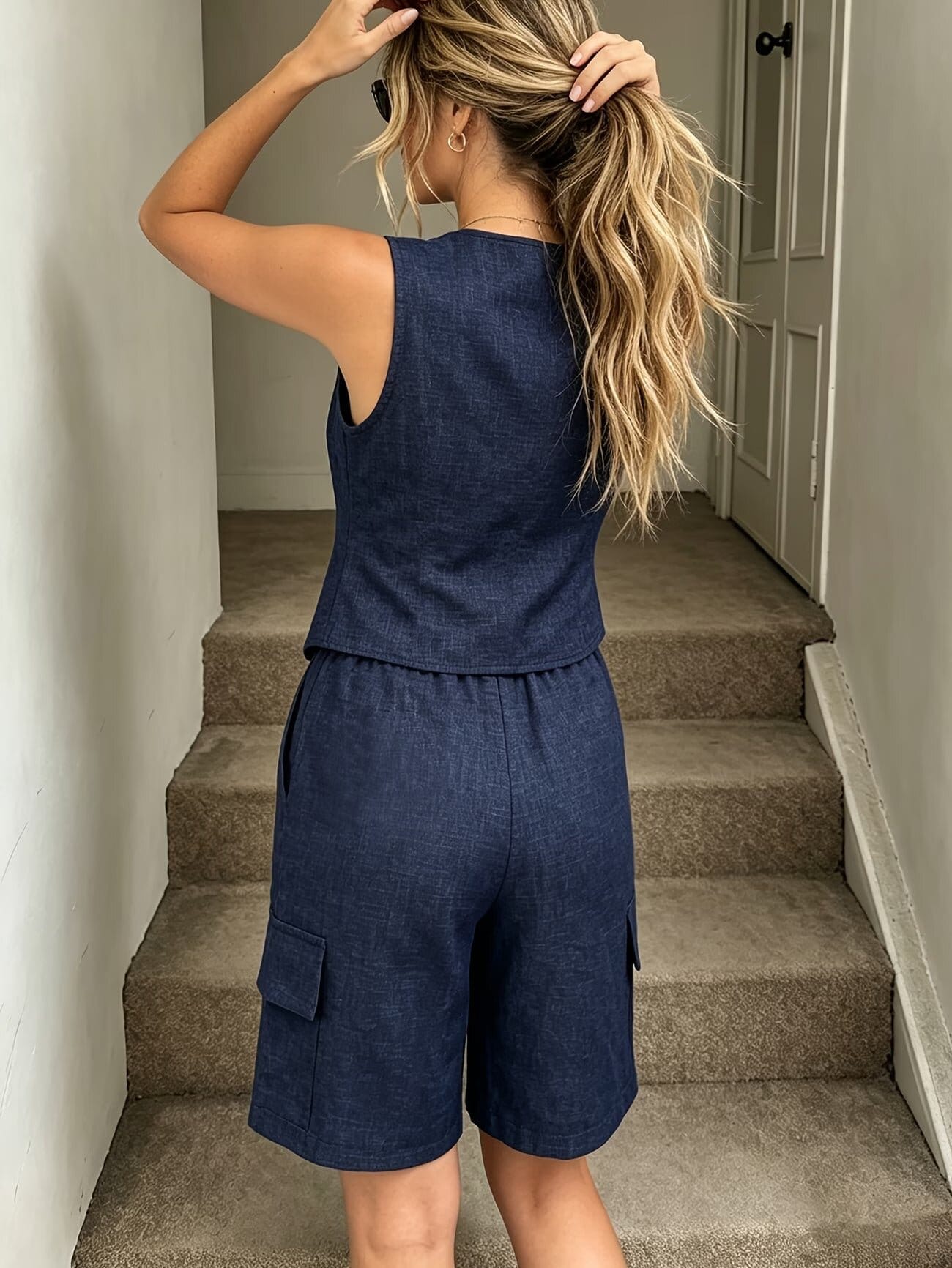 The Everyday Vest & Cargo Bermuda Set