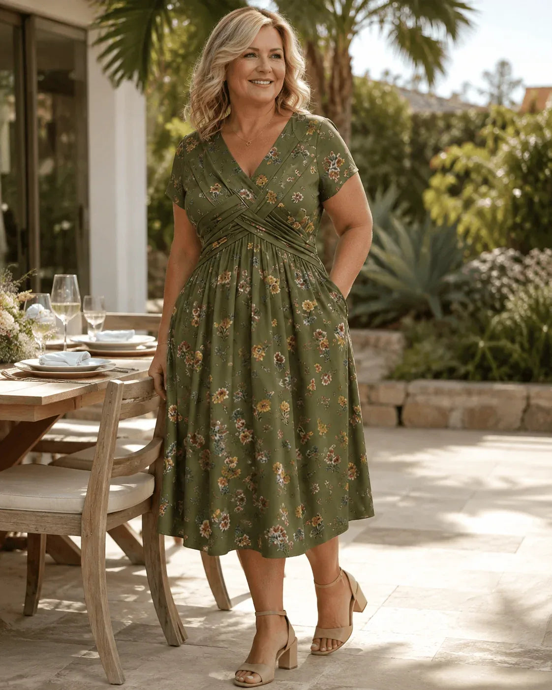 The Meadowline™ Twist-Front Midi Dress