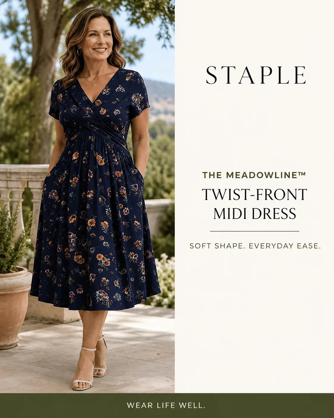 The Meadowline™ Twist-Front Midi Dress
