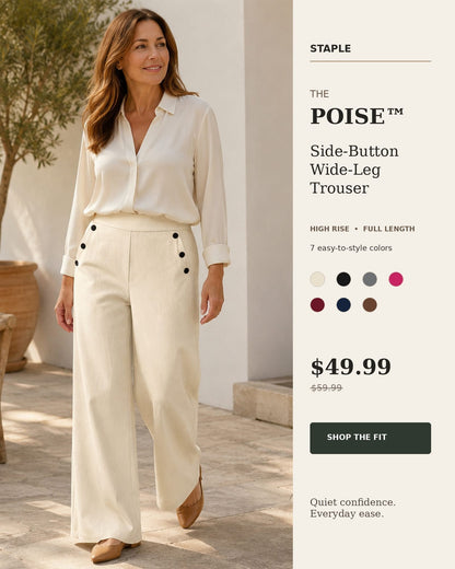 The Poise™ Side-Button Wide-Leg Trouser