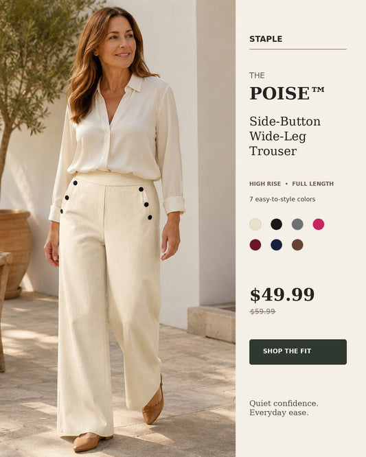 The Poise™ Side-Button Wide-Leg Trouser