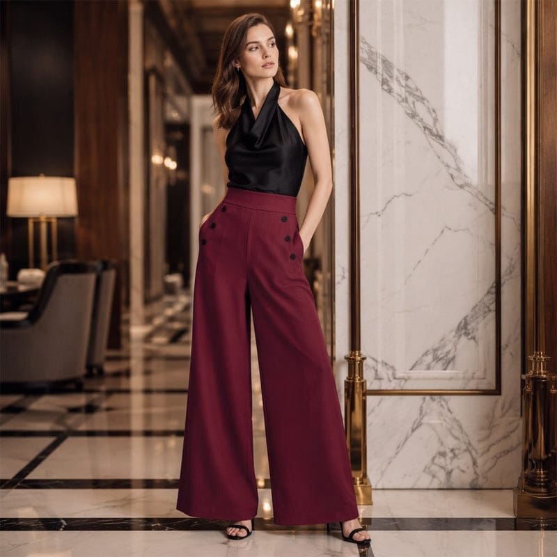 The Poise™ Side-Button Wide-Leg Trouser