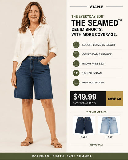 The Seamed™ Long Denim Bermuda Short