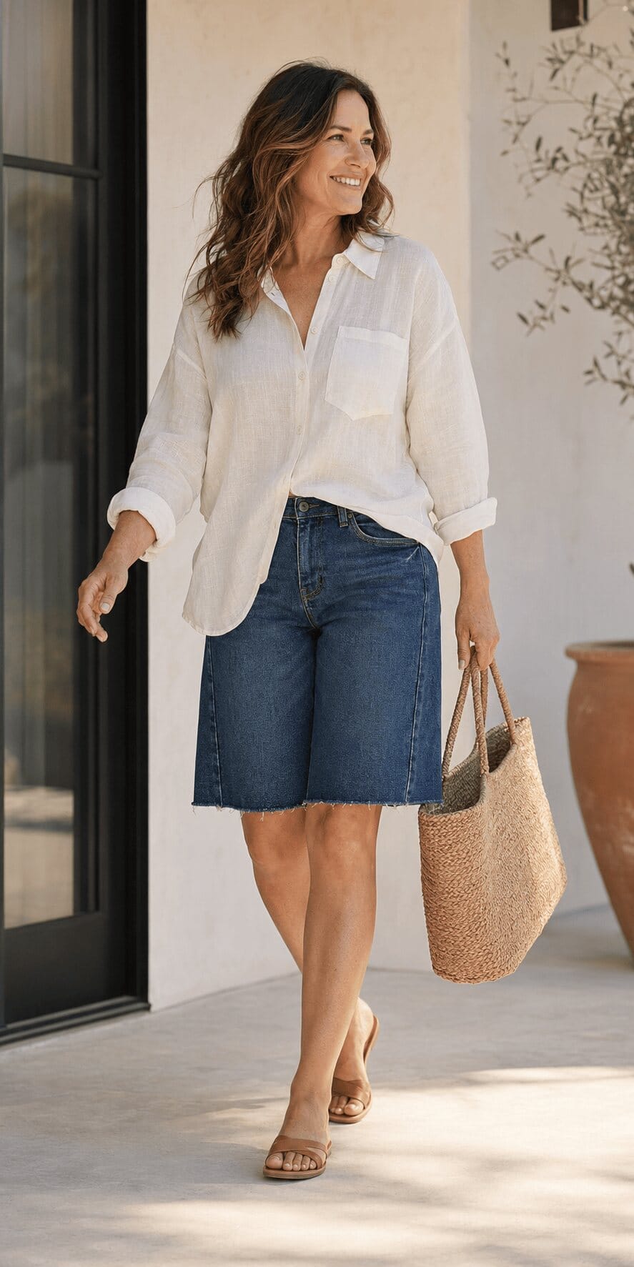 The Seamed™ Long Denim Bermuda Short
