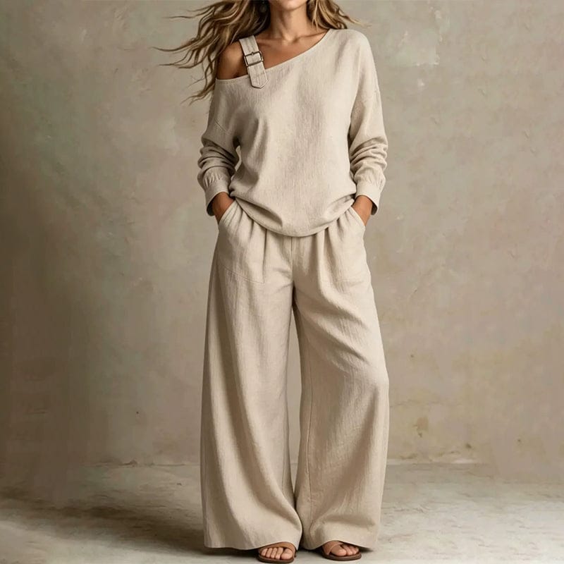 The Serene™ Off-Shoulder Wide-Leg Set