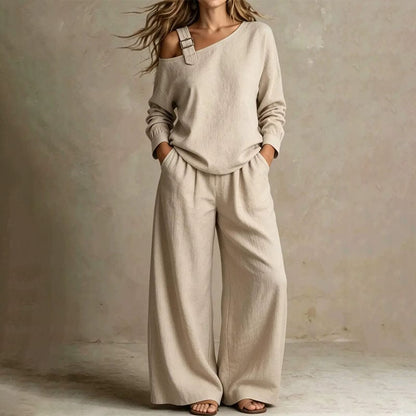 The Serene™ Off-Shoulder Wide-Leg Set
