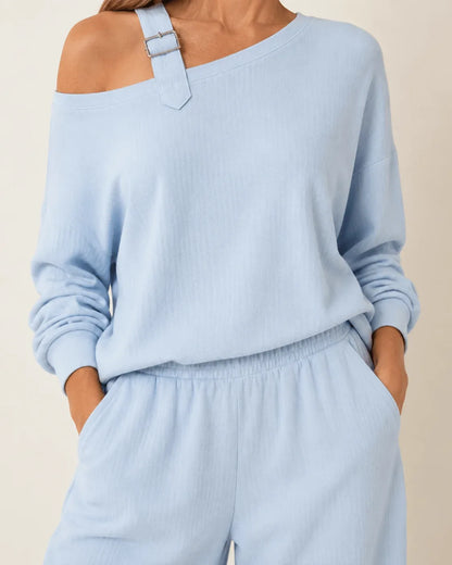 The Serene™ Off-Shoulder Wide-Leg Set